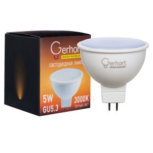 Лампа 5W GERHORT JCDR LED 3000K GU5.3 купить оптом в ЭкономСвет