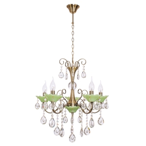 Люстра классическая с хрусталем 6069/5AB+GN WT купить оптом в ЭкономСвет