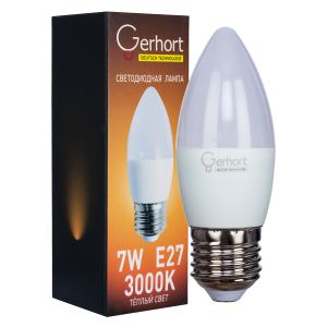 Лампа 7W GERHORT C37 LED 3000K E27 купить оптом в ЭкономСвет