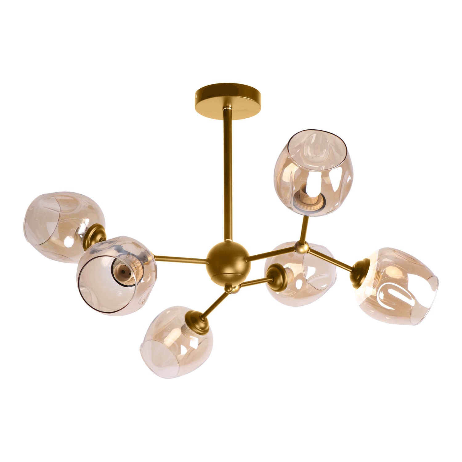 Люстра в стиле модерн 10094/6GD AMB - б/у, следы сборки на колбе для рожков, царапины