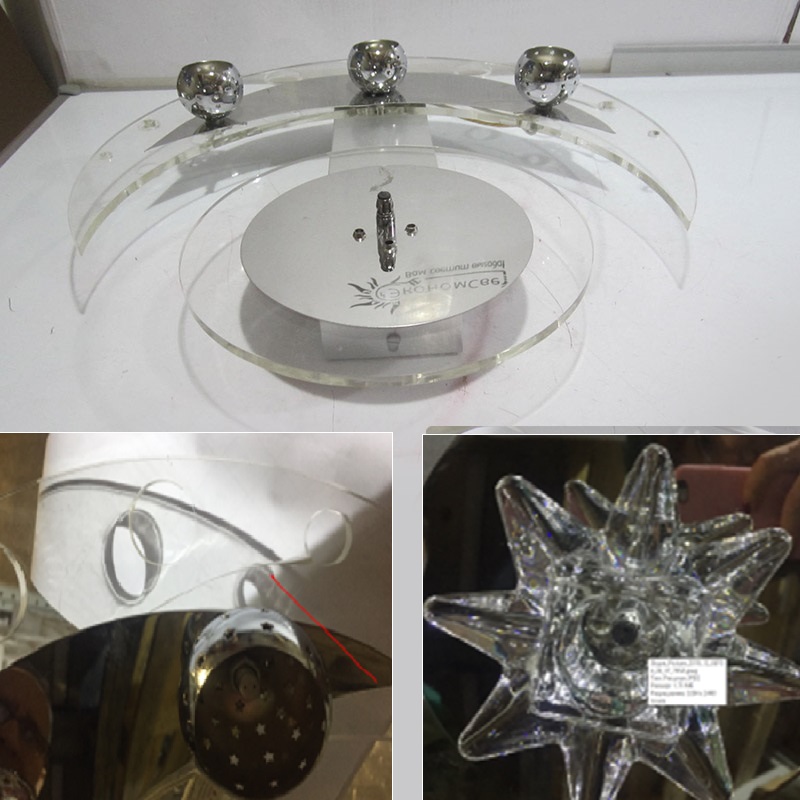 Потолочный светильник 0066/3+1 - небольшая трещиина на основании, плафон аналог,