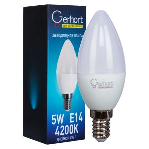 Лампа 5W GERHORT C37 LED 4200K E14 купить оптом в ЭкономСвет