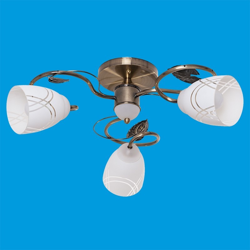 Люстра классическая 0010/3AB WT-б/у, переделка, другие плафоны