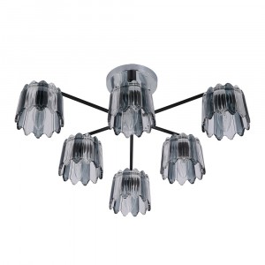 Люстра в стиле модерн 12219/6CR+BK BK+CL купить оптом в ЭкономСвет