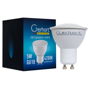 Лампа 5W GERHORT GU10 LED 4200K GU10 купить оптом в ЭкономСвет