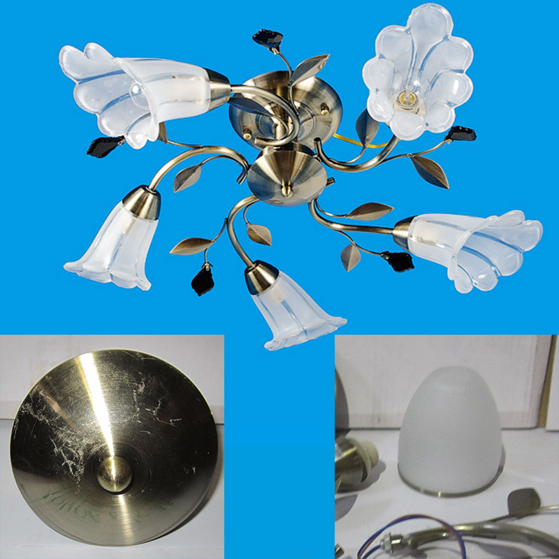 Потолочный светильник 10046BY/5AB WT - потолочная чаша с царапинами, другие плафоны, нет стеклянных украшений