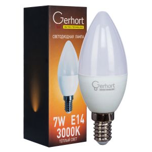 Лампа 7W GERHORT C37 LED 3000K E14 купить оптом в ЭкономСвет